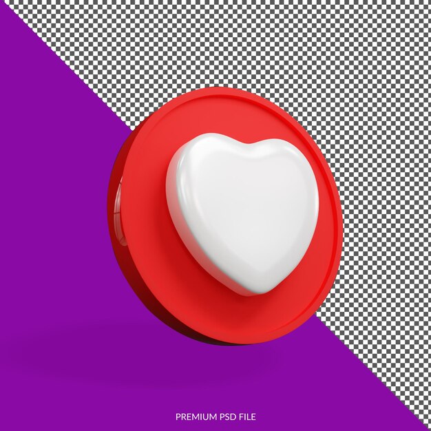 Emblema de ícone de botão 3D minimalista de amor isolado
