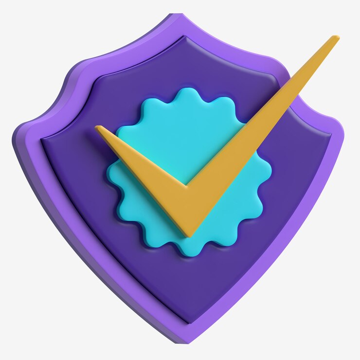 PSD emblema de escudo con icono 3d del símbolo de la marca