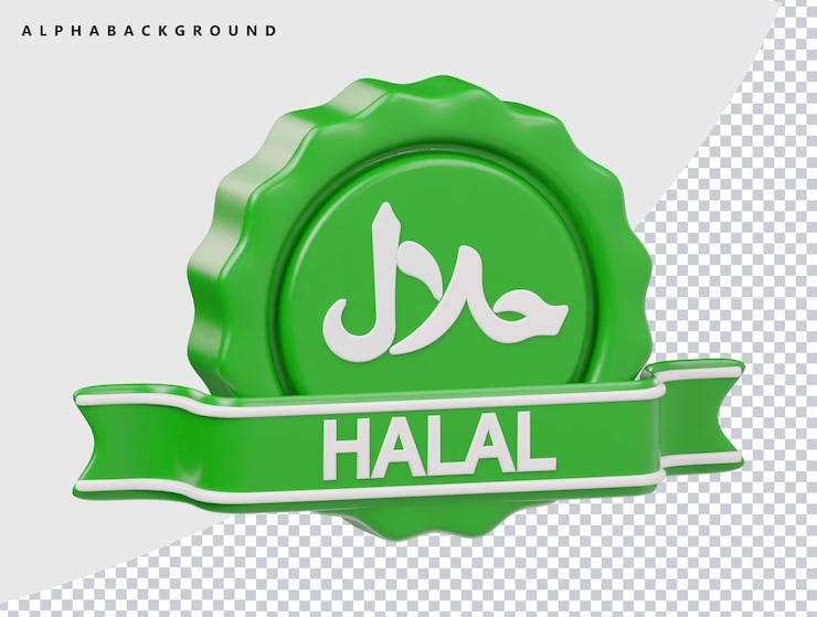 PSD emblema halal en 3d