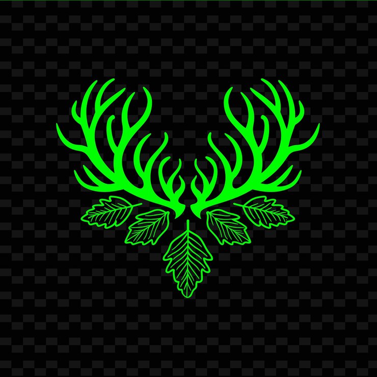 PSD emblema místico de druida con hojas de roble y cuernos para decoración diseños vectoriales tribales creativos