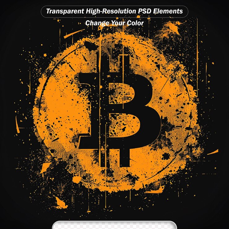 PSD el emblema de oro de bitcoin una moneda brillante el logotipo reluciente de la criptomoneda