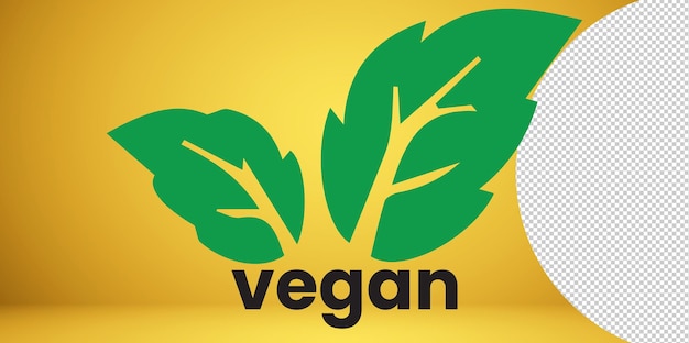 PSD emblema vegano grande design vegano em fundo transparente fundo do símbolo do logotipo