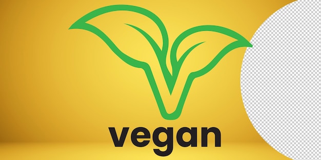 PSD emblema vegano grande design vegano em fundo transparente fundo do símbolo do logotipo