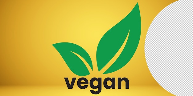 PSD emblema vegano grande design vegano em fundo transparente fundo do símbolo do logotipo