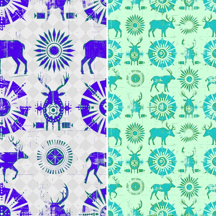 PSD emblemas nativos americanos retratados en formas de animales con vector geométrico abstracto creativo usado