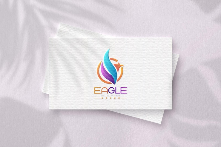 PSD embossed logo mockup on white paper card