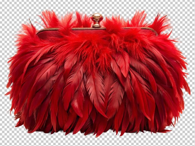 Embrague hecho con plumas rojas