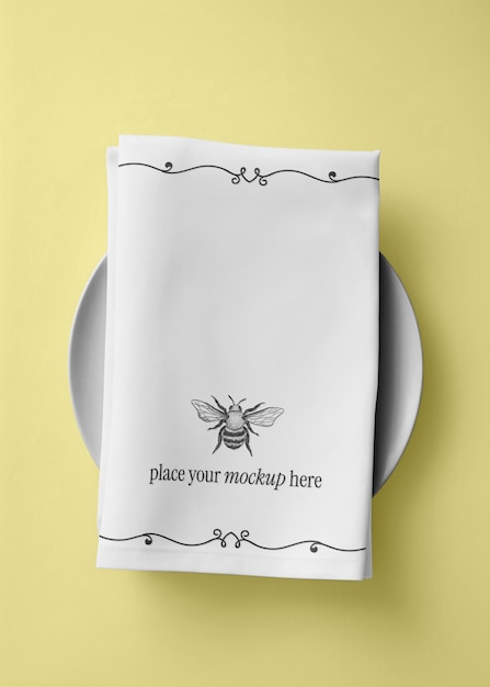 PSD embroidered napkin mockup  design