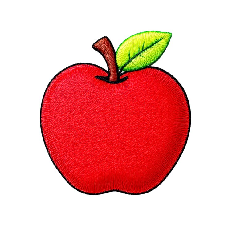 PSD embroidered red apple with leaf