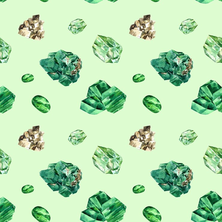 PSD emerald malachite jade pyrite pattern watercolor painting handdrawn