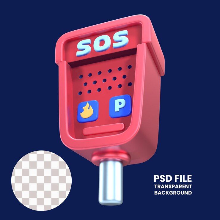 PSD emergency call box 3d illustration icon