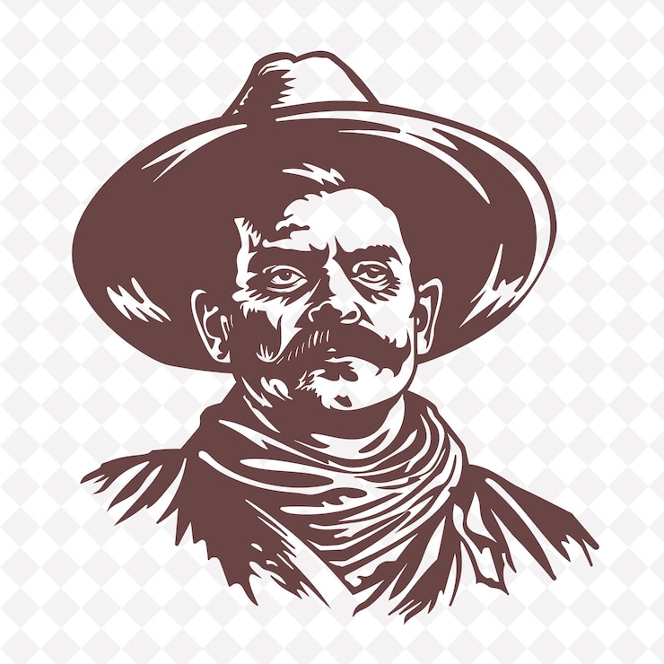 PSD emiliano zapata con dibujos de carbón icon figura dibujada con diseño vectorial de símbolos creativos de méxico
