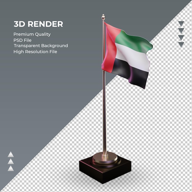 PSD emiratos árabes unidos bandera 3d renderizado vista derecha