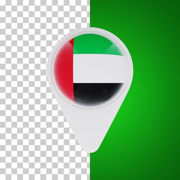 PSD emiratos árabes unidos bandera pin mapa ubicación ilustración 3d