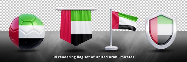 Emiratos Árabes Unidos bandera nacional conjunto ilustración o 3d realista Emiratos Árabes Unidos ondeando país