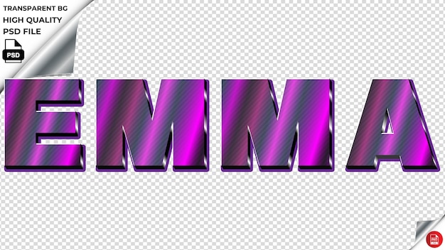 Emma tipografia luz roxa texto metálico psd transparente