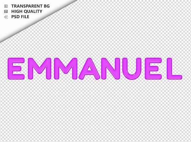 PSD emmanuel typographie texte violet verre brillant psd transparent