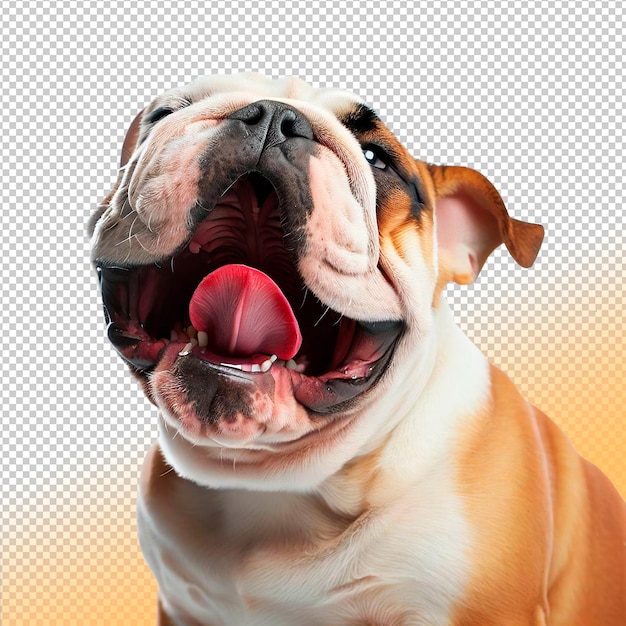 Emociones de bulldog inglés en un fondo transparente