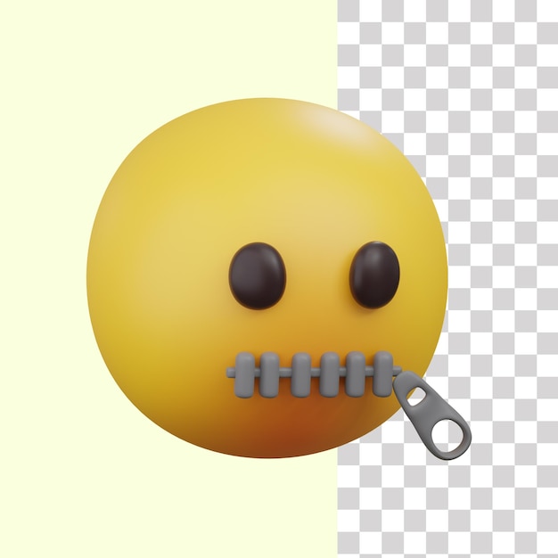 PSD emoji 3d à la bouche fermée