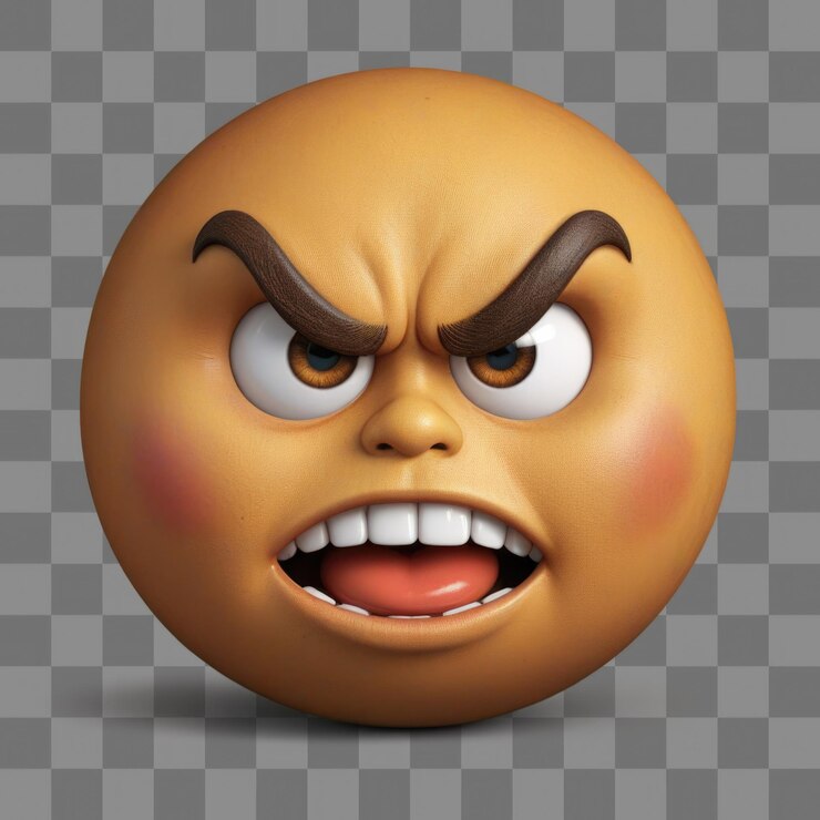 PSD emoji en 3d con una cara enojada