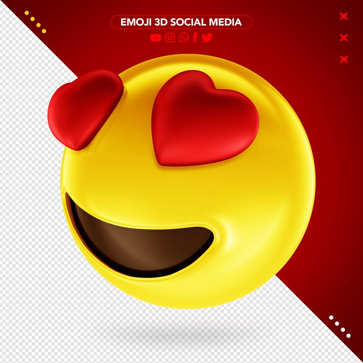 PSD emoji 3d coeur aimant les yeux pour le maquillage