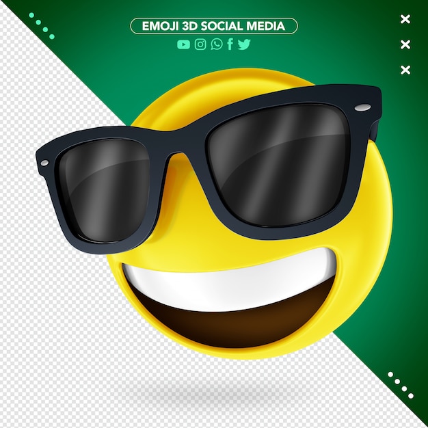 Emoji 3D com óculos e um sorriso alegre