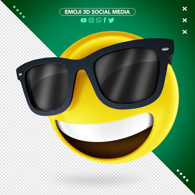 Emoji 3d com óculos e um sorriso alegre