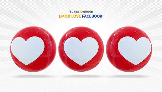 PSD emoji 3d do facebook adora reação na mídia social