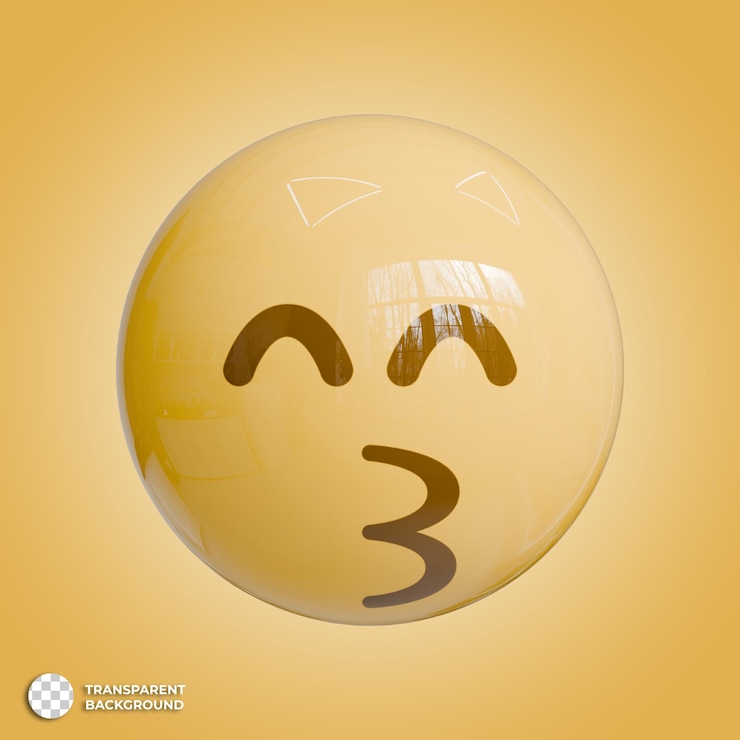 PSD un emoji 3d embrassant le visage avec des yeux souriants et une expression en style brillant