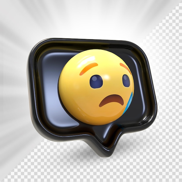 Emoji triste 3d nas mídias sociais do facebook