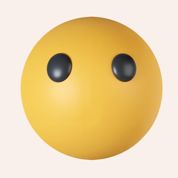Emoji 3D sin habla sin icono de boca aislado en fondo gris Ilustración de renderización 3D Camino de recorte