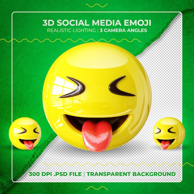 PSD emoji 3d isolado mostrando a língua com os olhos fechados