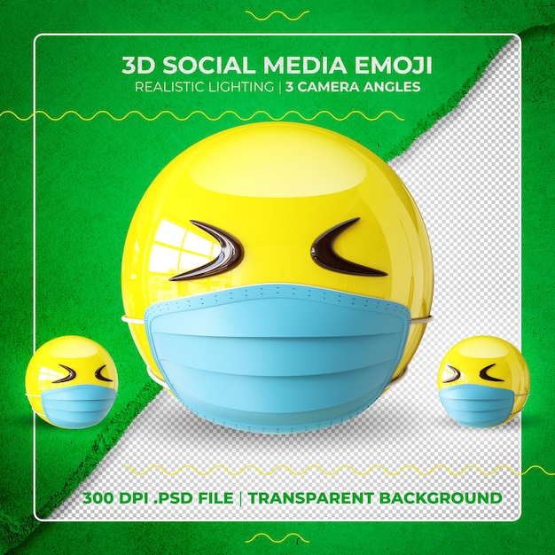 Emoji 3d mascarado com os olhos fechados