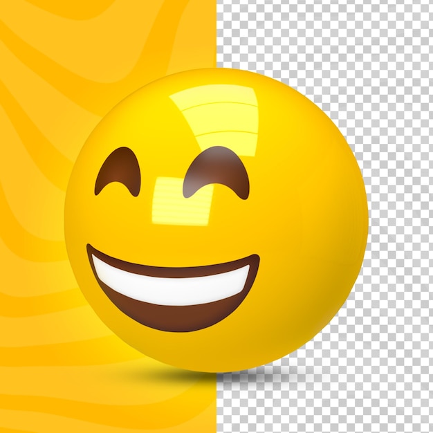 Emoji 3d muito feliz sorrindo olhando para o lado