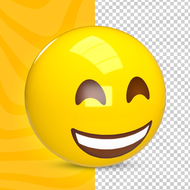 PSD emoji 3d muy feliz mirando hacia abajo