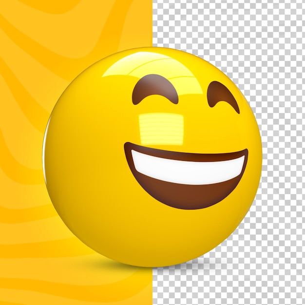 PSD emoji 3d muy feliz mirando hacia arriba