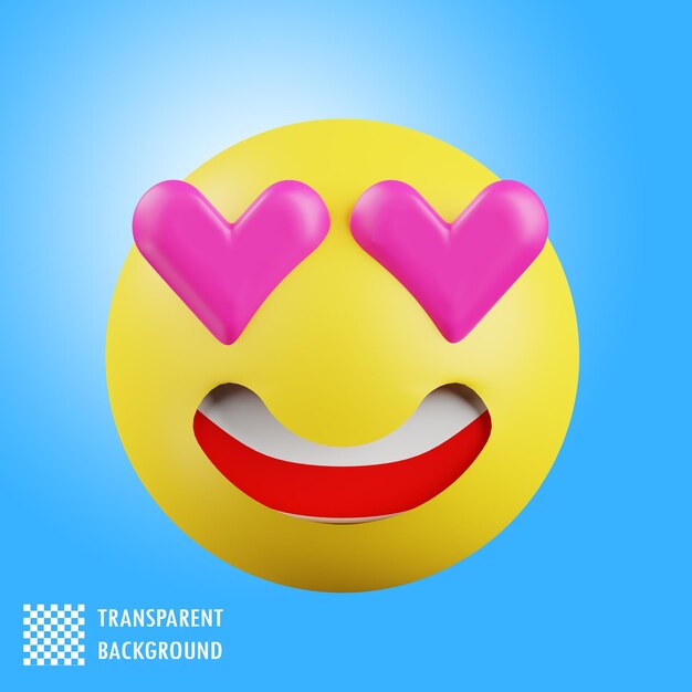 Emoji 3D con ojos de corazón