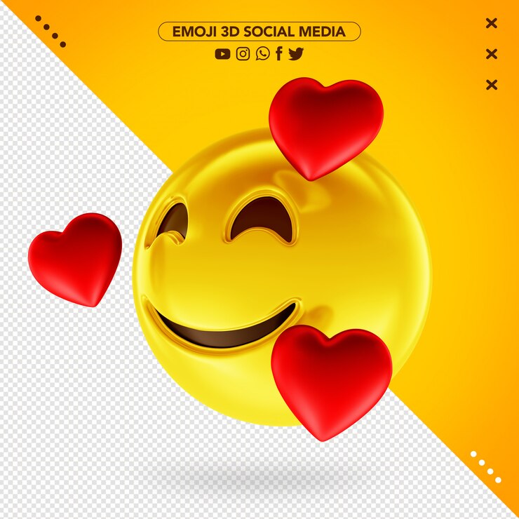 PSD emoji 3d plein d'amour pour les médias sociaux