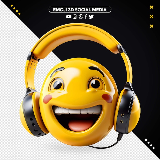 Emoji 3D realista con auriculares