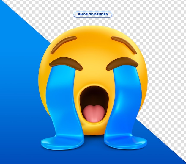 Emoji 3d para las redes sociales llorando con lágrimas cayendo