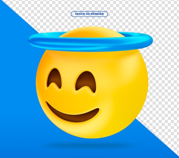 Emoji 3d-render für soziale medien mit engelkrone