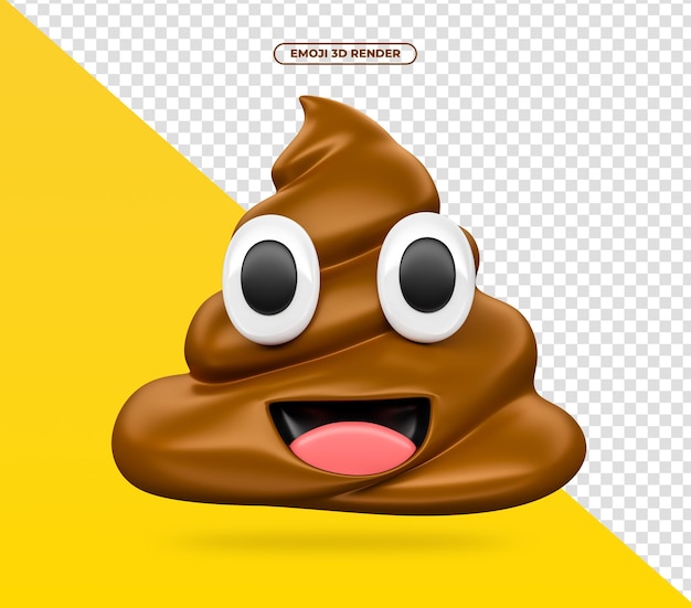 PSD emoji 3d render para cocô de mídia social alegre