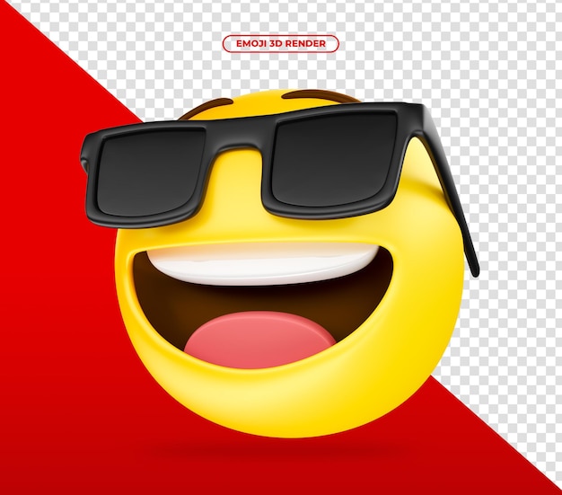 Emoji 3d render para mídias sociais alegre com óculos escuros