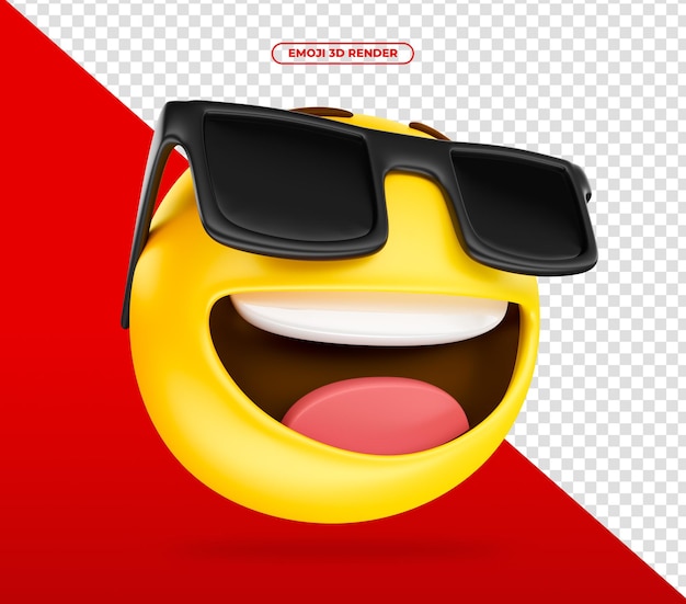 Emoji 3d render para mídias sociais alegre com óculos escuros