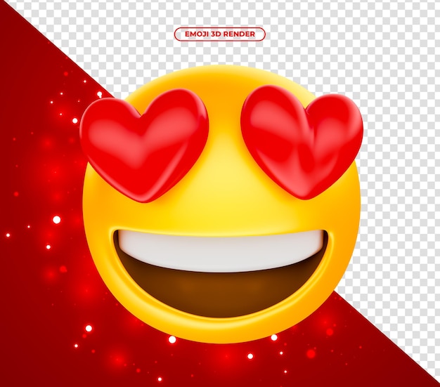 Emoji 3d renderizado para redes sociales enamorado del corazón