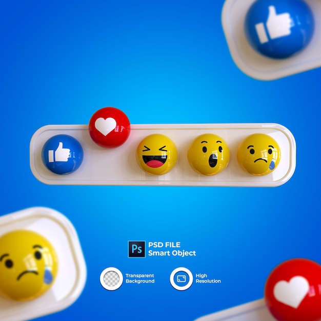 Emoji 3d set social media isolati