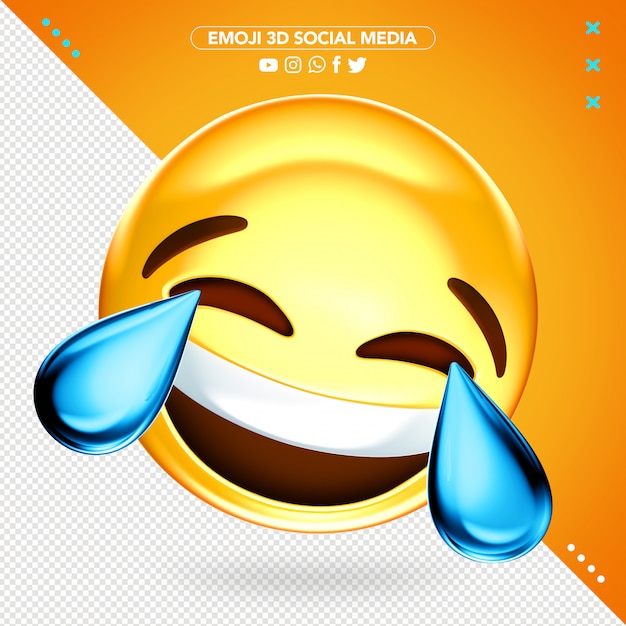 PSD emoji 3d souriant avec maquette de larmes