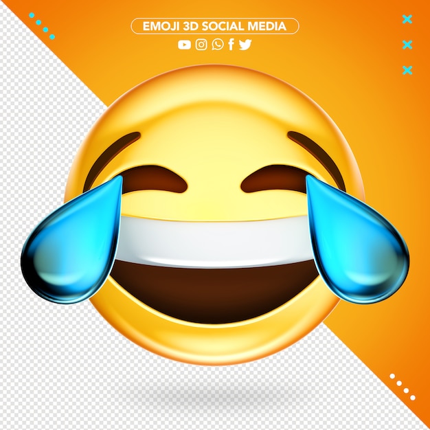 PSD emoji 3d súper alegre llorando mientras se ríe maqueta