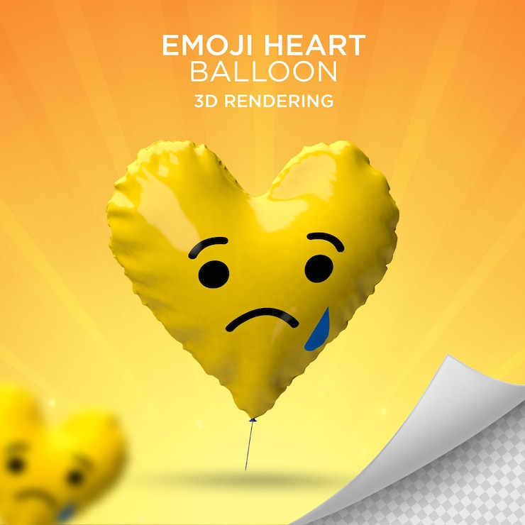 PSD emoji 3d triste con corazón aislado para composición de redes sociales psd premium