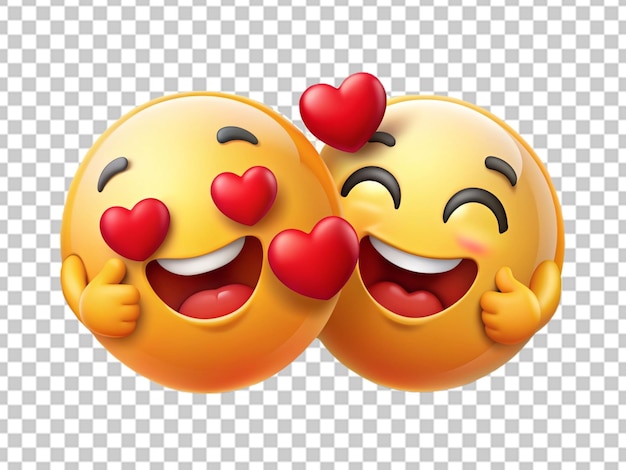 PSD un emoji abrazando a otro emoji con amor